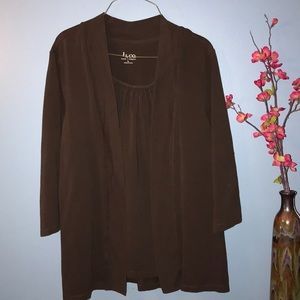 Denim & Co Brown Blouse/Jacket Combo